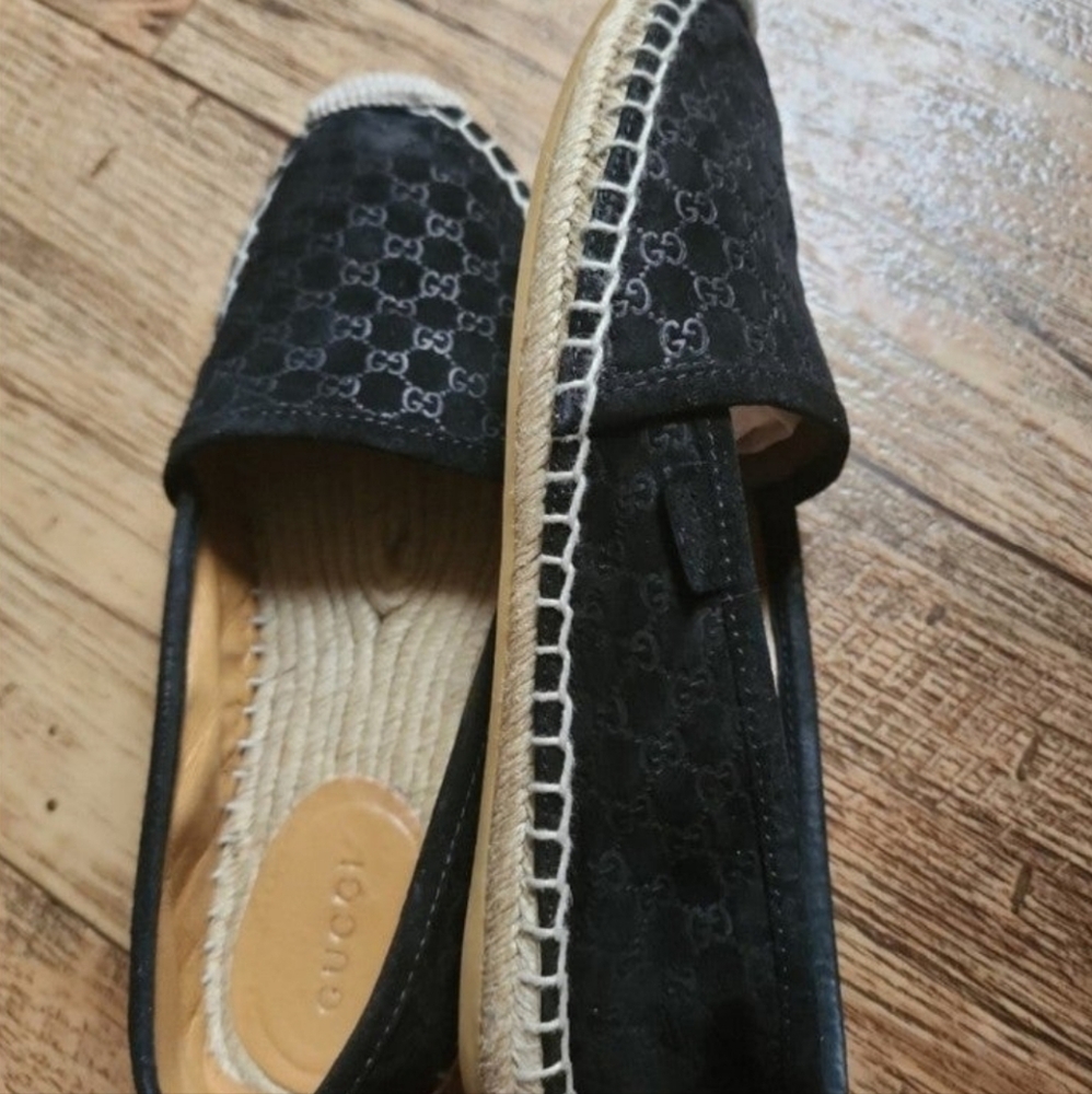 Gucci Espadrilles Black Suede Size 35.5 5.5 US - Picture 6 of 14